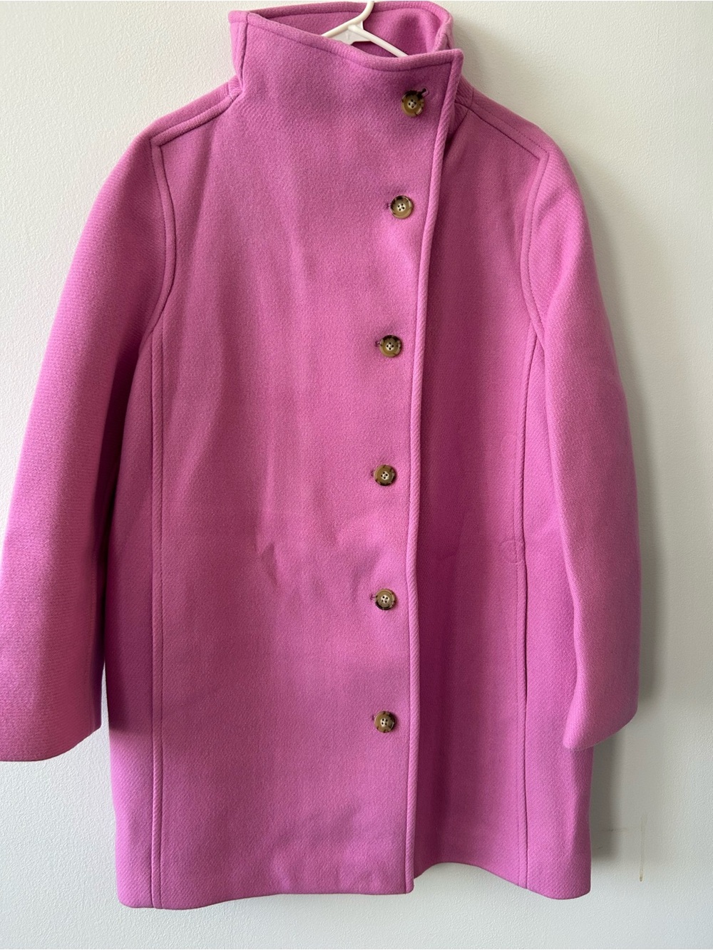 J. Crew Pink Stand-Collar Wool-Blend Pea Coat 2021